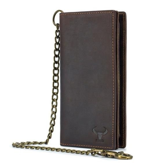 Other - Men's Long Wallet with Chain Genuine Leather Biker Trucker Bifold Clutch Handbag
